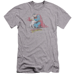Superman And His Dog - Men's Premium Slim Fit T-Shirt