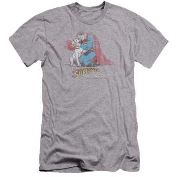 Superman And His Dog - Men's Premium Slim Fit T-Shirt