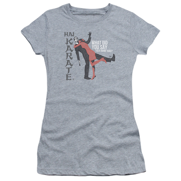 Athletic heather juniors t-shirt with Hai Karate Name graphic