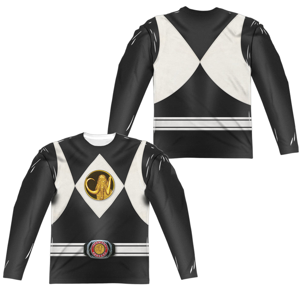 Mighty Morphin Power Rangers Black Ranger Uniform (Front/Back Print) - Men's All-Over Print Long Sleeve Men's All-Over Print Long Sleeve Mighty Morphin Power Rangers   