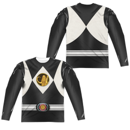 Mighty Morphin Power Rangers Black Ranger Uniform (Front/Back Print) - Men's All-Over Print Long Sleeve Men's All-Over Print Long Sleeve Mighty Morphin Power Rangers   