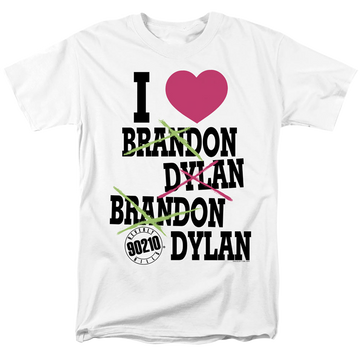 White men's regular fit t-shirt with Beverly Hills 90210 I Heart 90210 graphic