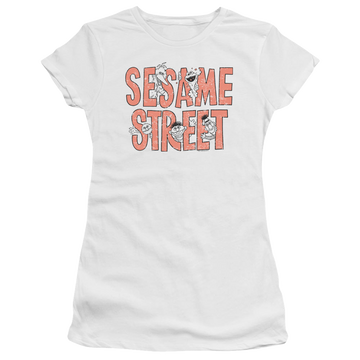 Sesame Street In Letters - Juniors T-Shirt Juniors T-Shirt Sesame Street