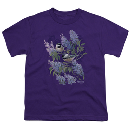 Wild Wings Chickadees And Lilacs - Youth T-Shirt Youth T-Shirt (Ages 8-12) Wild Wings
