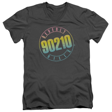 Charcoal men's v-neck t-shirt with Beverly Hills 90210 Color Blend Logo graphic