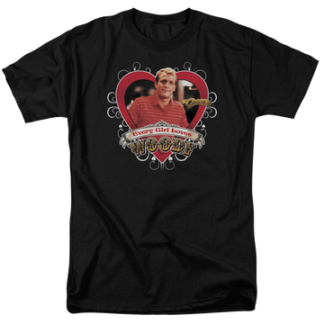 Black men's regular fit t-shirt with Cheers Woody graphic