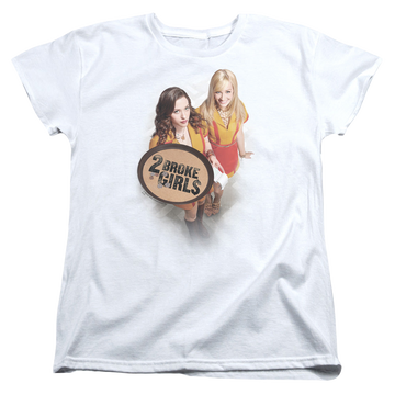 White women's t-shirt with 2 Broke Girls Tips Really graphic