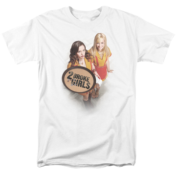White men's regular fit t-shirt with 2 Broke Girls Tips Really graphic