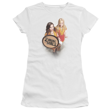 White juniors t-shirt with 2 Broke Girls Tips Really graphic