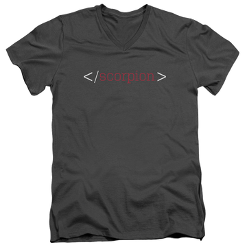 Charcoal men's v-neck t-shirt with Scorpion Logo graphic
