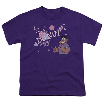 Purple youth t-shirt for ages 8 to 12 with Steven Universe Do Or Do Nut graphic