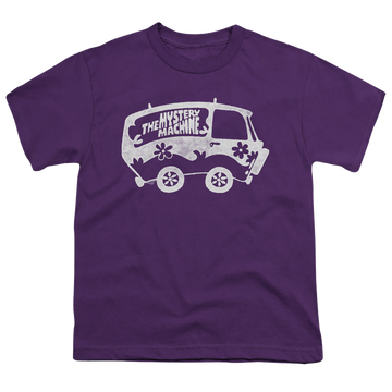 Purple youth t-shirt for ages 8 to 12 with Scooby Doo Mysterious Shadow graphic