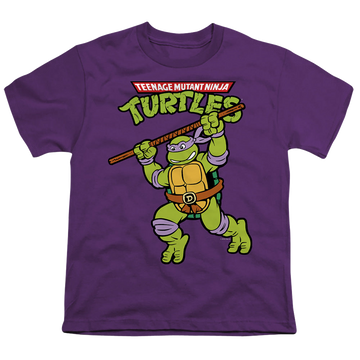 Purple youth t-shirt for ages 8 to 12 with Teenage Mutant Ninja Turtles Donnie Solo graphic