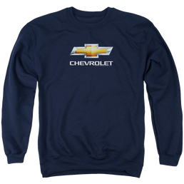 Chevrolet Chevy Bowtie Stacked - Men's Crewneck Sweatshirt Men's Crewneck Sweatshirt Chevrolet