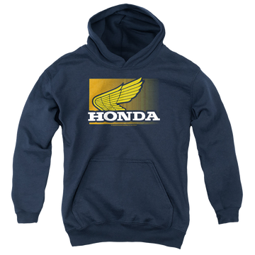 Navy youth hoodie for ages 8 to 12 with Honda Wing Gradient graphic