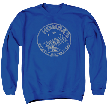 Royal men's crewneck sweatshirt with Honda Motorcycles Since 1948 graphic
