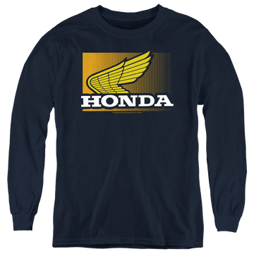 Navy youth long sleeve t-shirt with Honda Wing Gradient graphic
