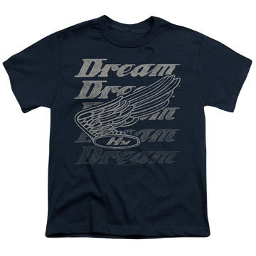 Navy youth t-shirt for ages 8 to 12 with Honda Motorcycles Dreamer graphic