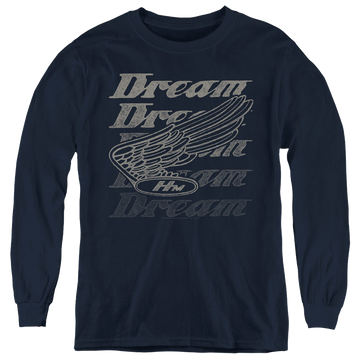 Navy youth long sleeve t-shirt with Honda Motorcycles Dreamer graphic