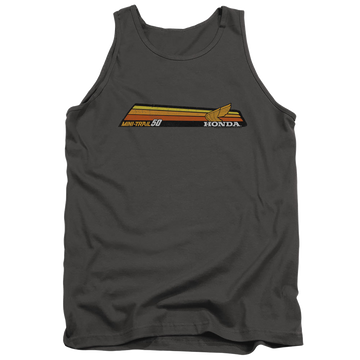 Charcoal men's tank with Honda Mini-Trail 50 Stripe graphic