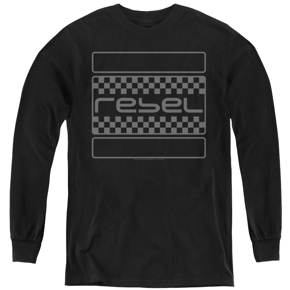 Honda Rebel Checkers Grey - Youth Long Sleeve T-Shirt Youth Long Sleeve T-Shirt Honda