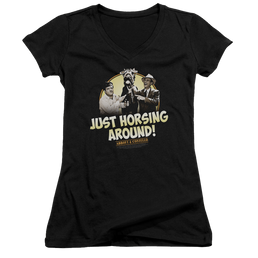 Abbott and Costello Horsing Around - Juniors V-Neck T-Shirt Juniors V-Neck T-Shirt Abbott and Costello   
