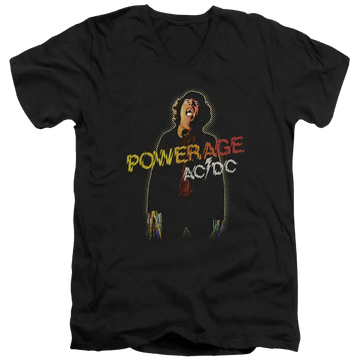 Black men's v-neck t-shirt with AC/DC Powerage graphic