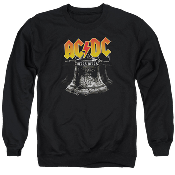 Black men's crewneck sweatshirt with AC/DC Hells Bells graphic