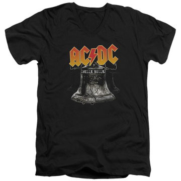 Black men's v-neck t-shirt with AC/DC Hells Bells graphic