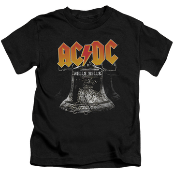 Black kid's t-shirt for ages 4 to 7 with AC/DC Hells Bells graphic