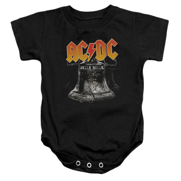 Black baby bodysuit with AC/DC Hells Bells graphic