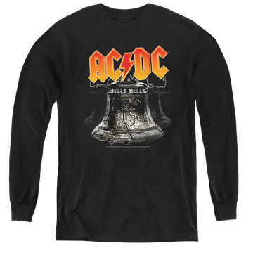 Black youth long sleeve t-shirt with AC/DC Hells Bells graphic