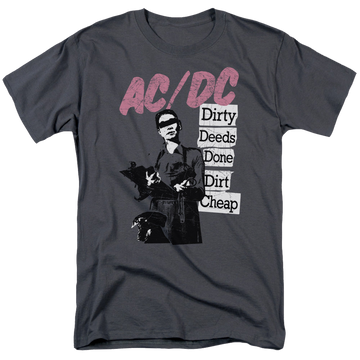 Charcoal men's regular fit t-shirt with AC/DC Dirty Deeds graphic
