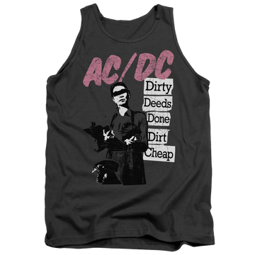 Charcoal men's tank with AC/DC Dirty Deeds graphic