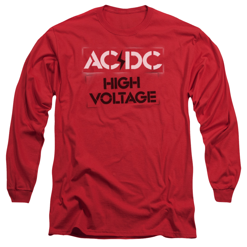AC/DC High Voltage Stencil - Men's Long Sleeve T-Shirt Men's Long Sleeve T-Shirt ACDC   