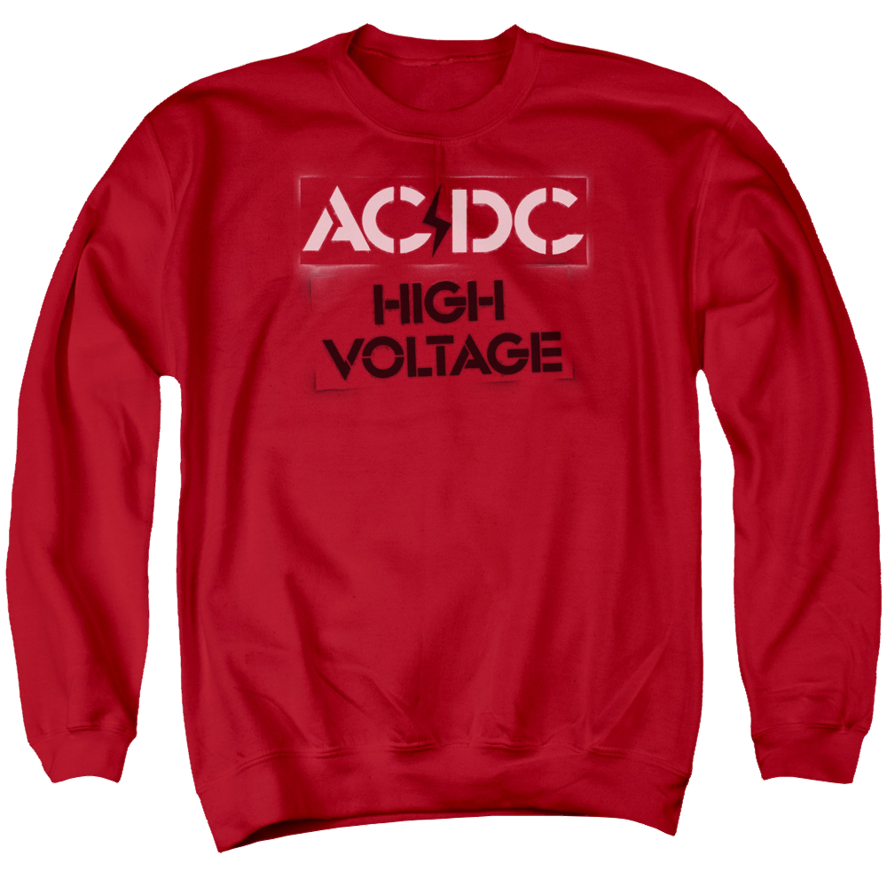 AC/DC High Voltage Stencil - Men's Crewneck Sweatshirt Men's Crewneck Sweatshirt ACDC   