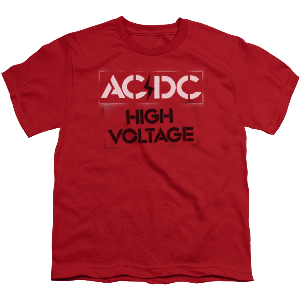 AC/DC High Voltage Stencil - Youth T-Shirt (Ages 8-12) Youth T-Shirt (Ages 8-12) ACDC   