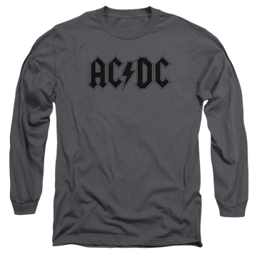 Charcoal men's long sleeve t-shirt with AC/DC Worn Logo graphic