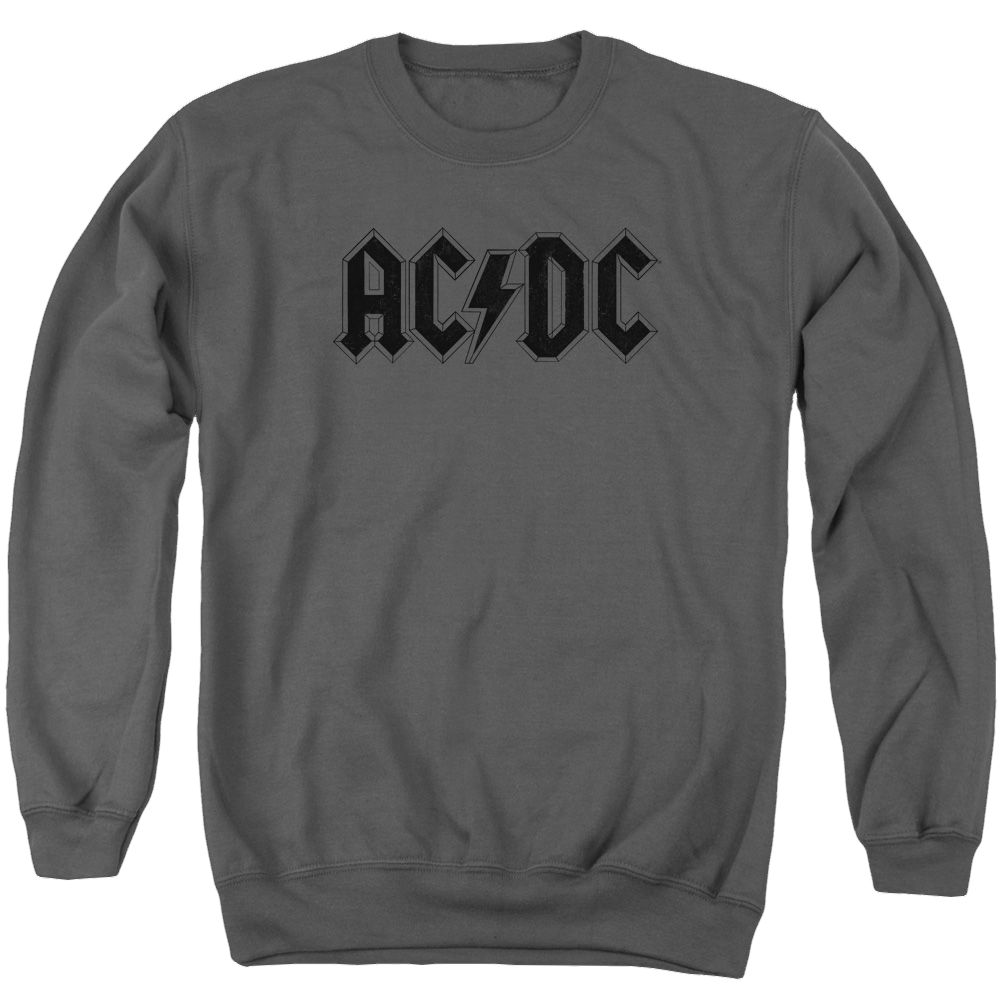 AC/DC Worn Logo - Men's Crewneck Sweatshirt Men's Crewneck Sweatshirt ACDC   