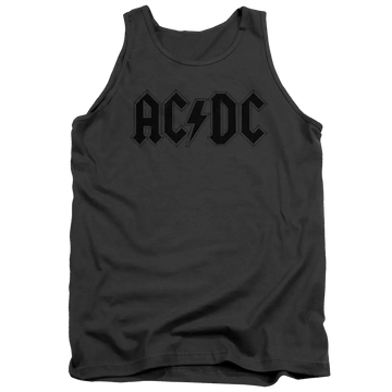 Charcoal men's tank with AC/DC Worn Logo graphic