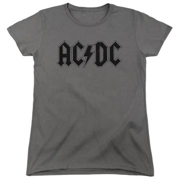 Charcoal women's t-shirt with AC/DC Worn Logo graphic