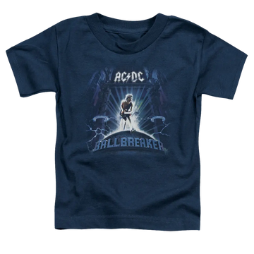 Navy toddler t-shirt with AC/DC Ballbreaker graphic and lightning design.