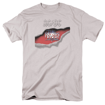 Silver men's regular fit t-shirt with AC/DC Razors Edge graphic