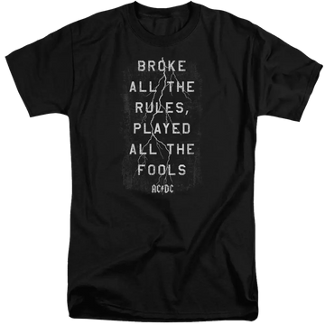 Black men's tall fit t-shirt with AC/DC Struck graphic