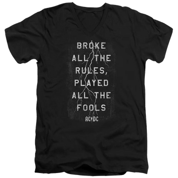 Black men's v-neck t-shirt with AC/DC Struck graphic