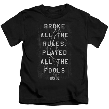 Black kid's t-shirt for ages 4 to 7 with AC/DC Struck graphic