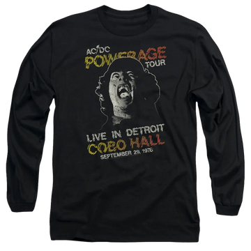 Black men's long sleeve t-shirt with AC/DC Powerage Tour graphic