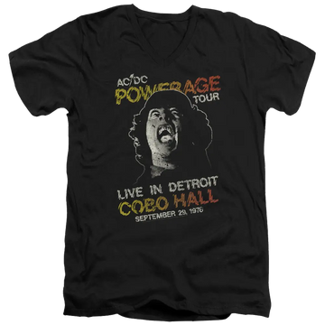 Black men's v-neck t-shirt with AC/DC Powerage Tour graphic