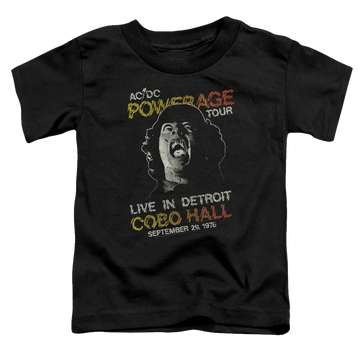 Black toddler t-shirt with AC/DC Powerage Tour graphic