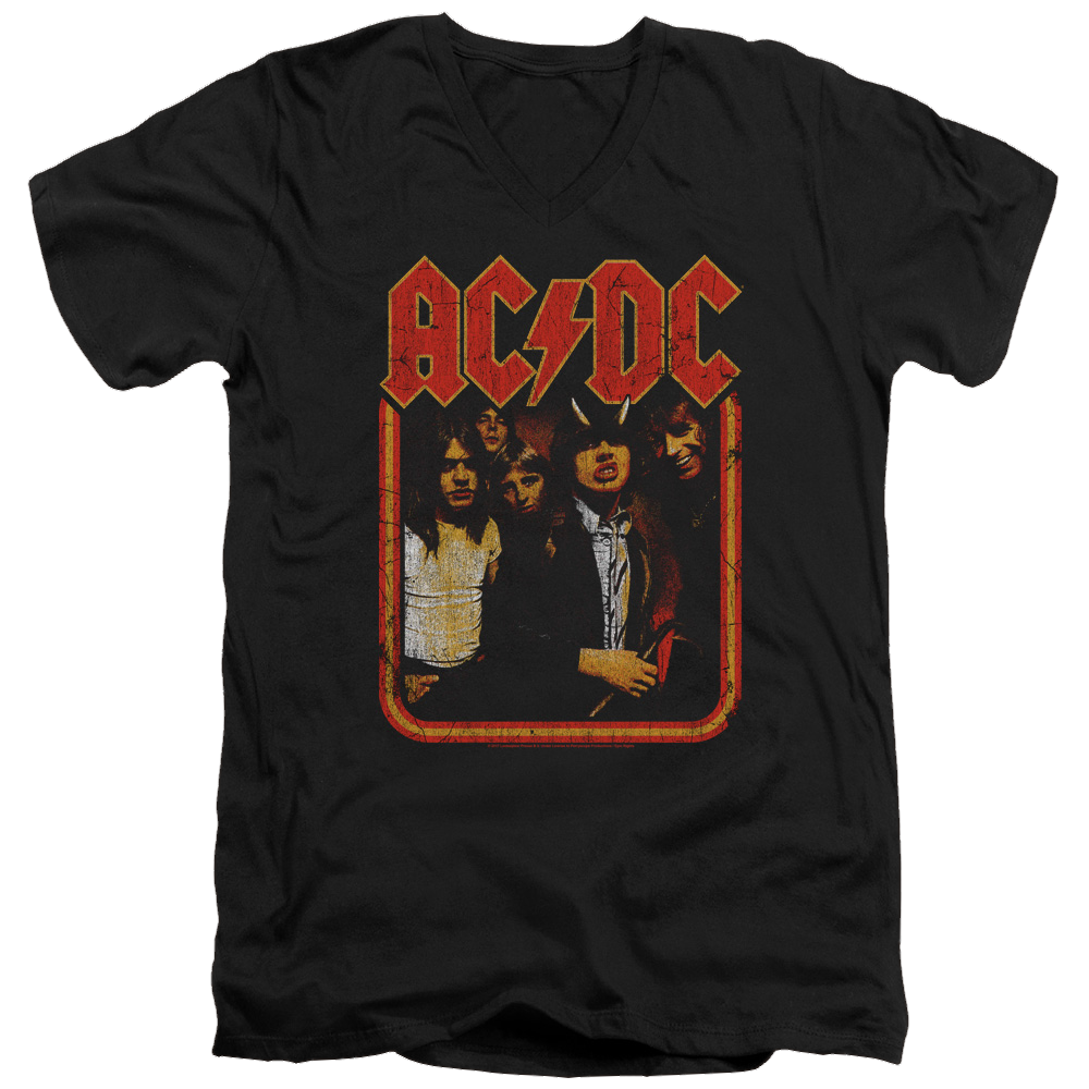 AC/DC Group Distressed - Men's V-Neck T-Shirt Men's V-Neck T-Shirt ACDC   